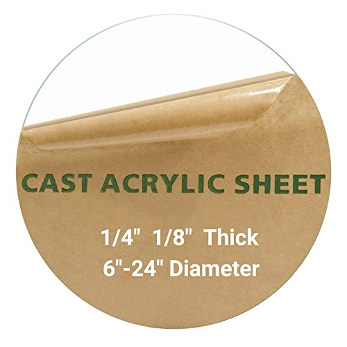 1 Pieces 1/4" Round Plexiglass Sheet, 12 Inch Diameter Clear Acrylic Circle, Rou
