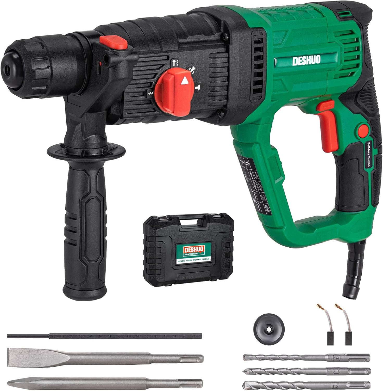 1" SDS-Plus Lightweight Rotary Hammer Drill, 9 Amp 4 Functions Corded Variable Speed...