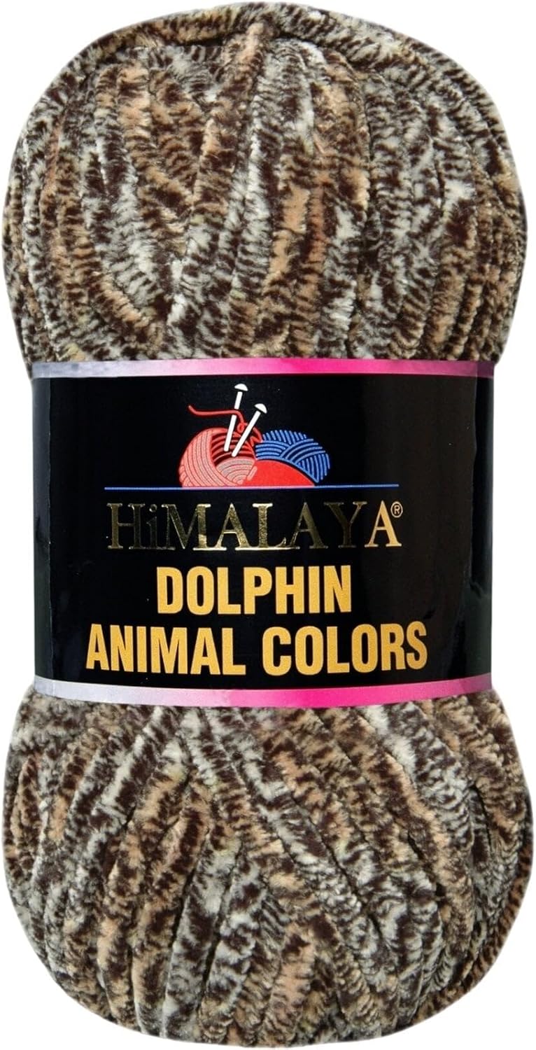 1 Skein/Pack Himalaya Dolphin Animal Colors Chenille Yarn, Each Ball 100 gr (3.5 oz), 90 m...