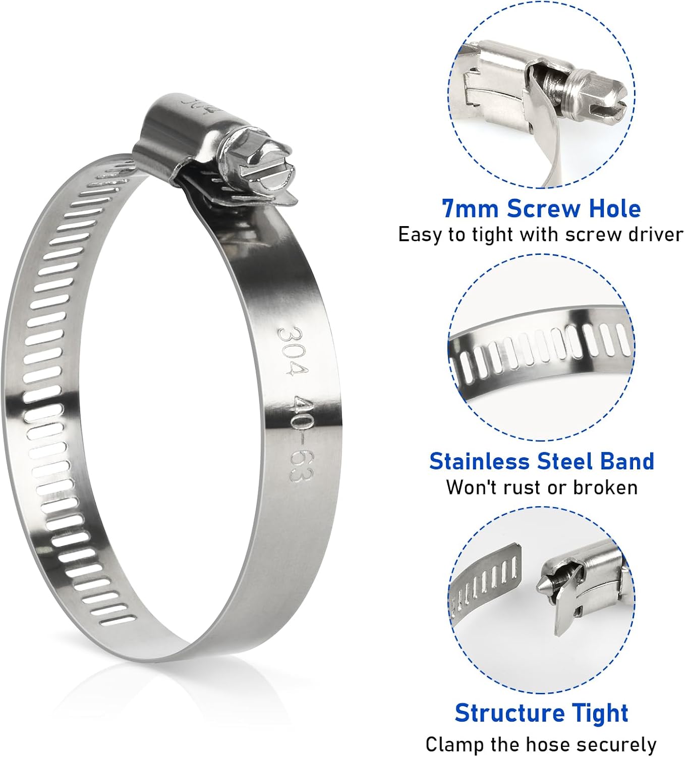 10 Pack 6 Inch Hose Clamps Stainless Steel Duct Clamps Pipe Clamps Large Worm Gear Hose... image