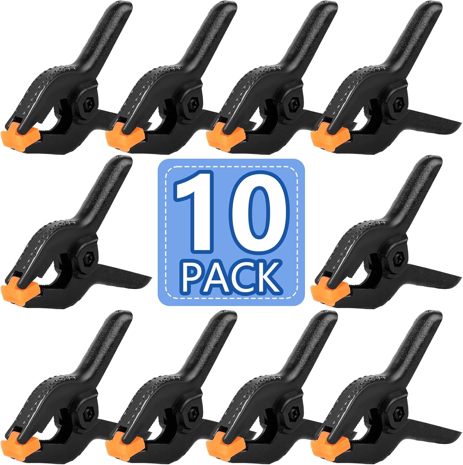 10 Pack 6 inch Plastic Spring Clamps, Black Heavy Duty Clips, Backdrop Clips, Plastic Clamps...