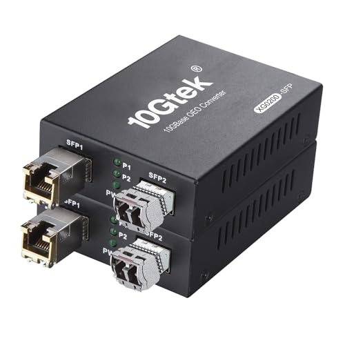 10GbE SFP+ Media Converter, Fiber to 10G Copper UTP Ethernet Media Converter, with a...