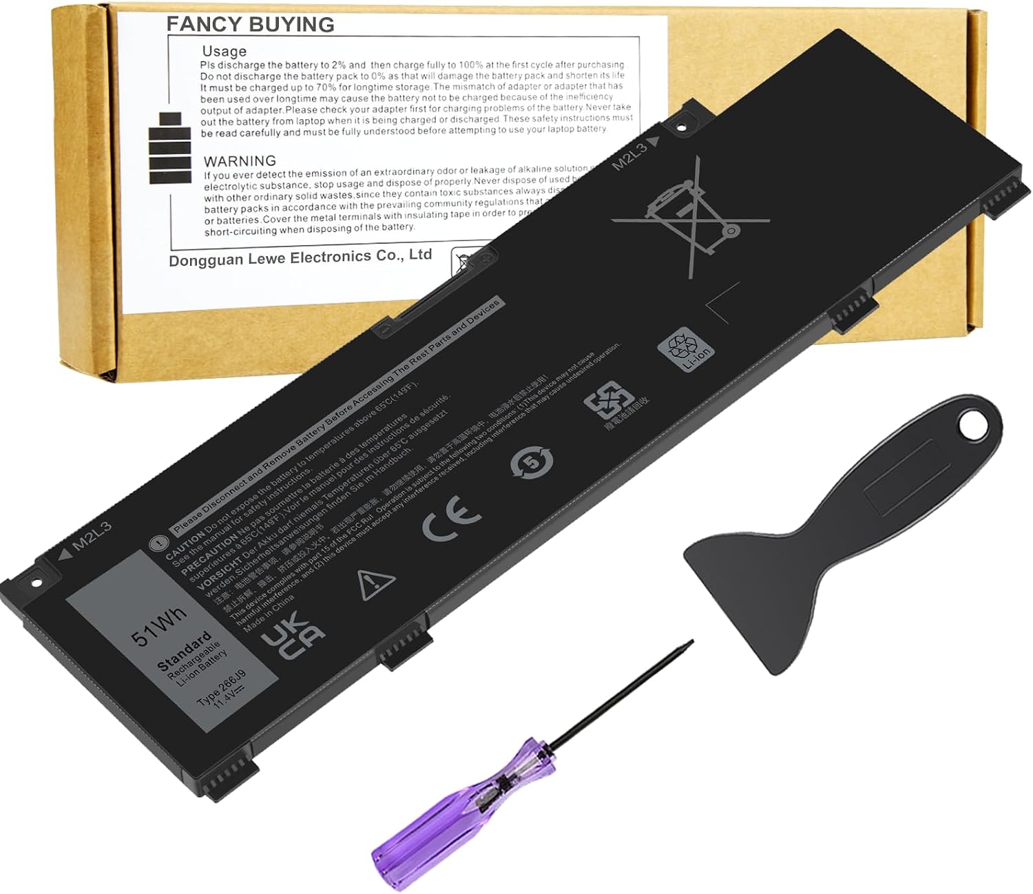 (11.4V 51Wh) 266J9 MV07R Battery Replacement for Dell G3 15 3500 3590 3790 G5 15 5500 SE...