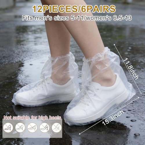 12 Pcs Waterproof Shoe Covers for Rain, Non-Slip Disposable Rain Shoe Covers, Plastic Shoe... image