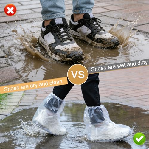 12 Pcs Waterproof Shoe Covers for Rain, Non-Slip Disposable Rain Shoe Covers, Plastic Shoe... image