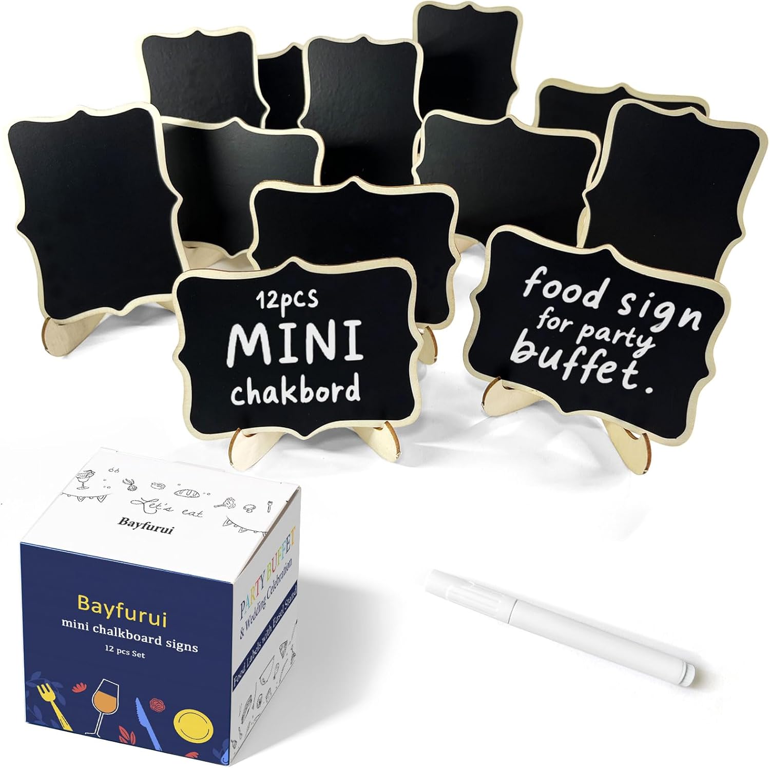 12pcs Mini Chalkboard Signs with Stand,Food Labels for Party Buffet, Food Tag/Name Card for...