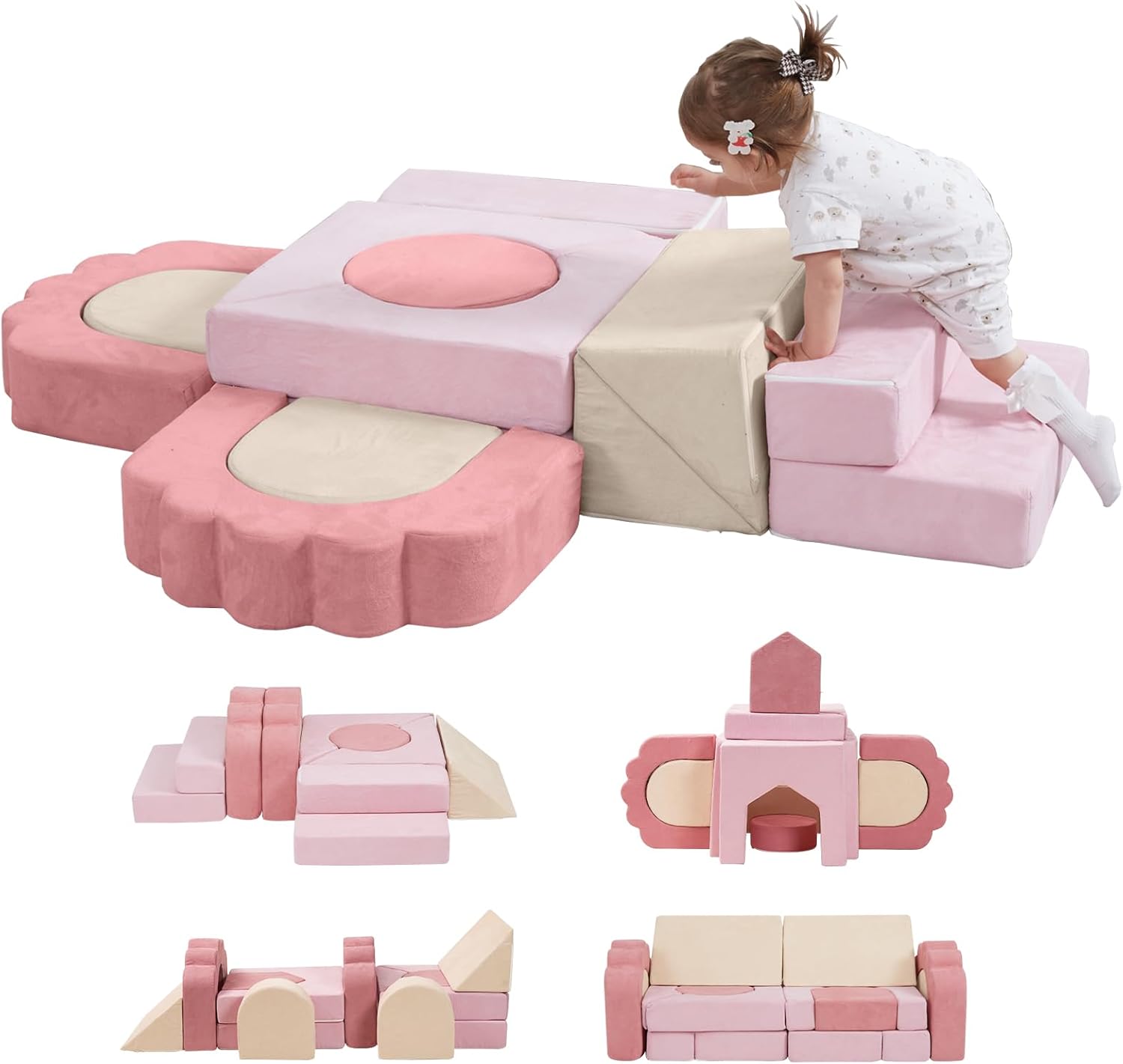 13 Pieces Foam Climbing Blocks for Toddlers|Floral Soft Play Gym,Kids Indoor Crawing...