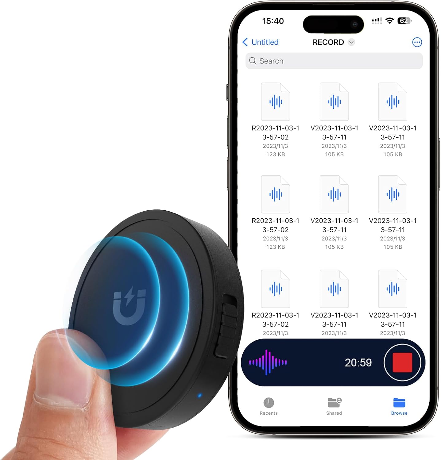 132G (9800 Hour) Voice Activated Recorder - Elasound Voice Recorder with AI-Intelligent...
