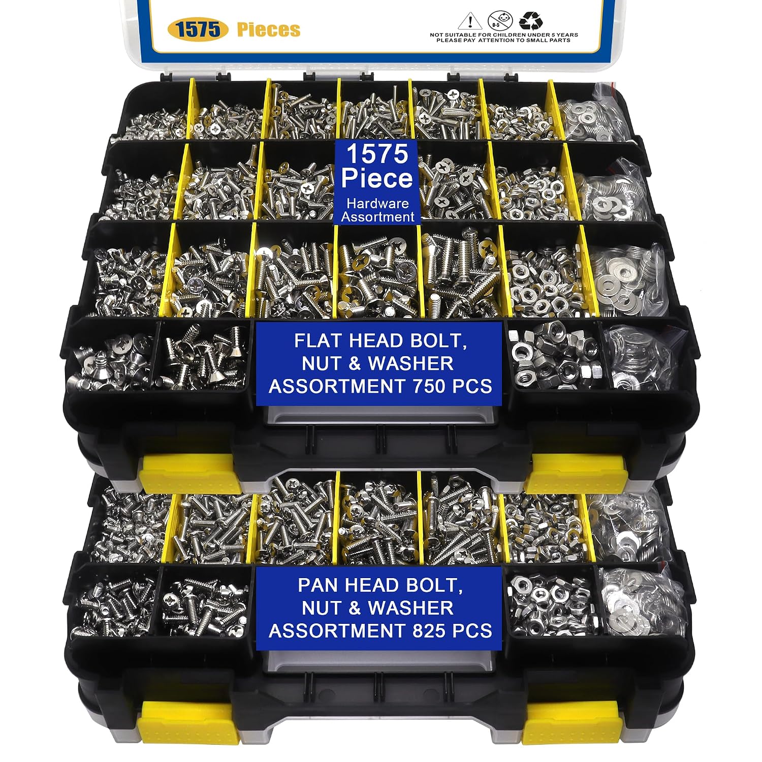 1575 PCS Nuts and Bolts Assortment Kit, Stainless Steel Phillips Pan Head & Flat Head...