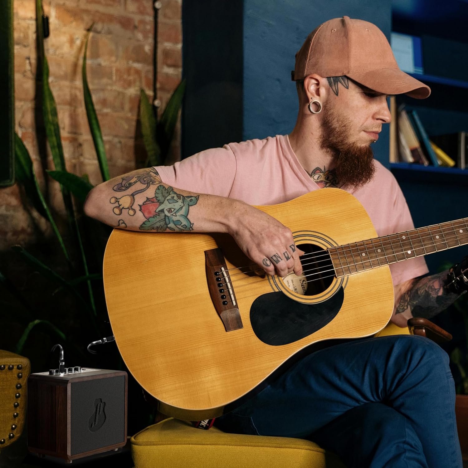 15W Mini Guitar Amp, Portable Acoustic/Electric Guitar Amplifier Rechargeable, Wireless... image