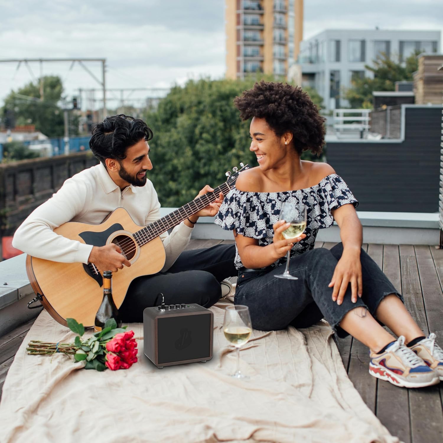 15W Mini Guitar Amp, Portable Acoustic/Electric Guitar Amplifier Rechargeable, Wireless... image