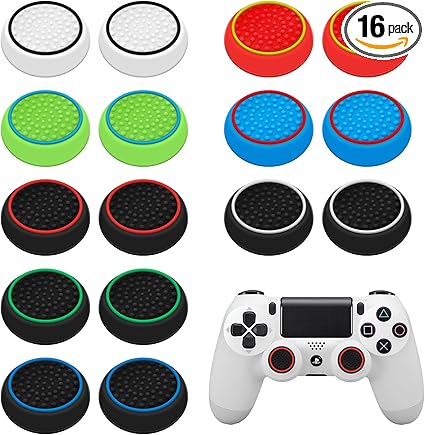 16Pcs Controller Thumb Grips Replacement for ps4/ps5, Silicone Joystick Caps, Anti-Slip...