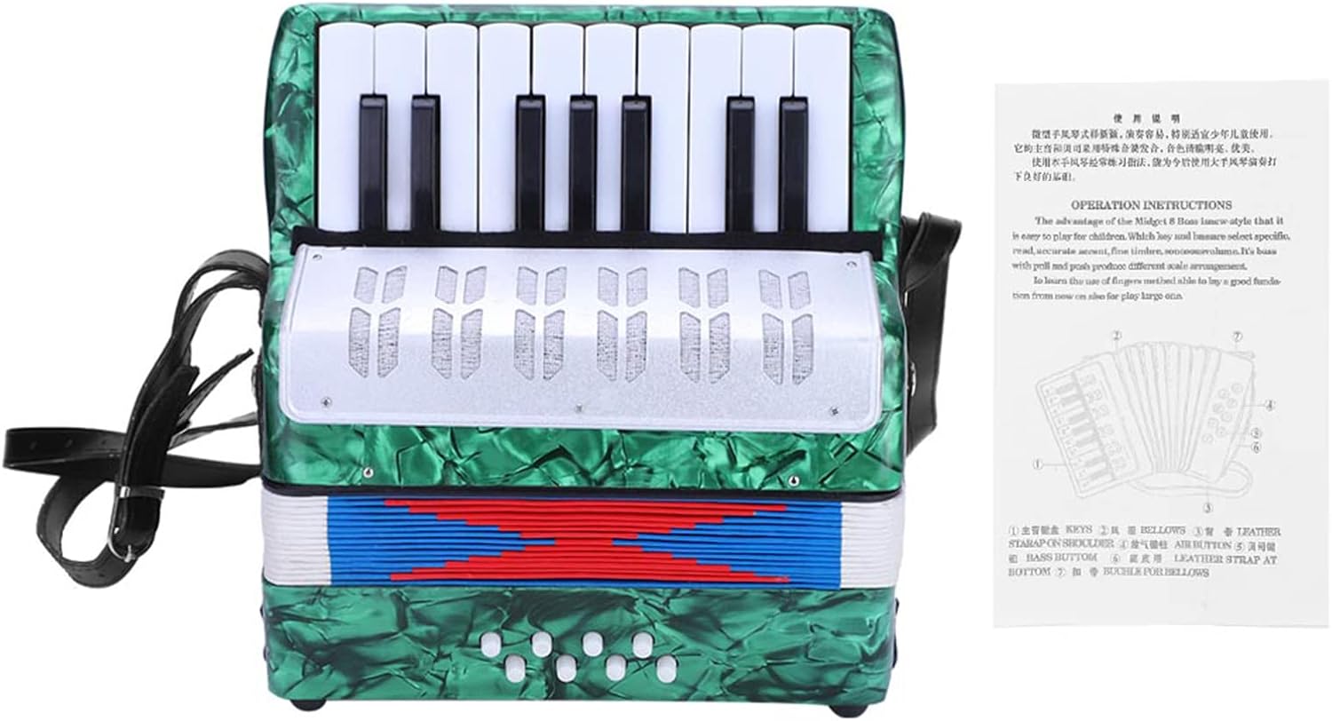 17 Key 8 Bass Piano Accordion, ABS with Celluloid Decor Concertina Musical Instrument for... image