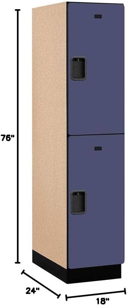 18" Wide Double Tier Designer Wood Locker - 18" Wide - 6' High - 24" Deep - Blue
