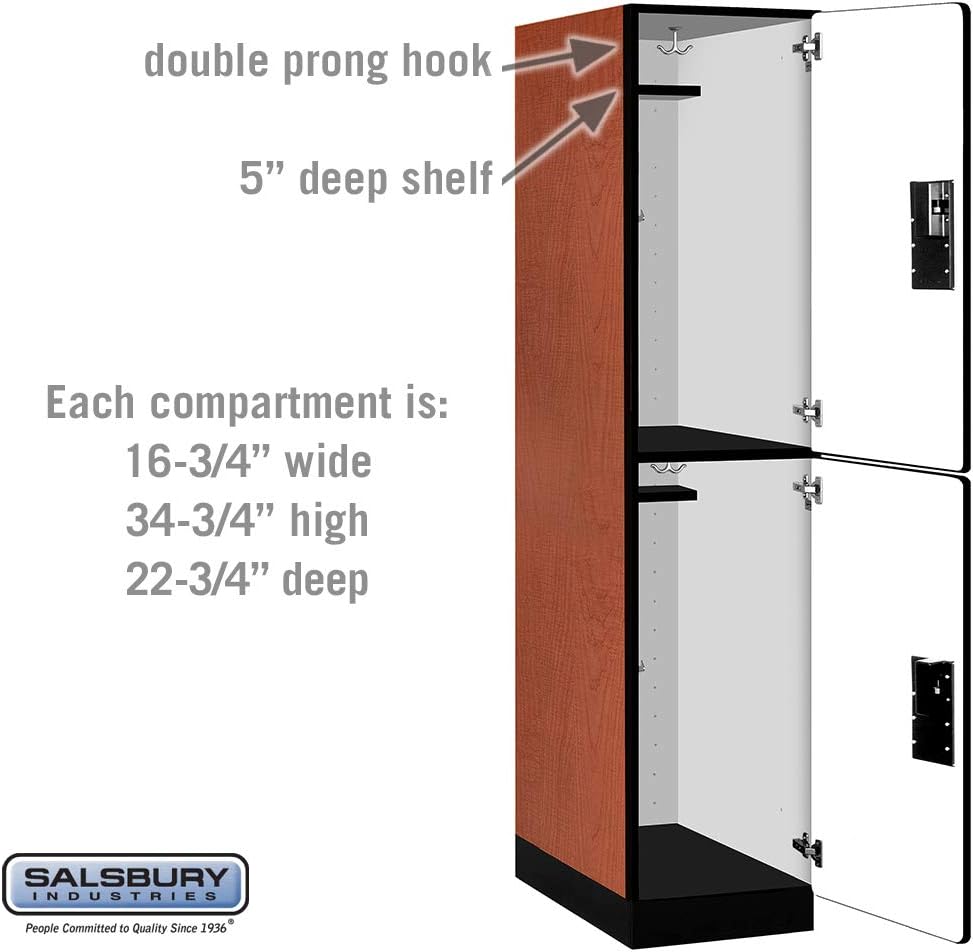 18" Wide Double Tier Designer Wood Locker - 18" Wide - 6' High - 24" Deep - Cherry image