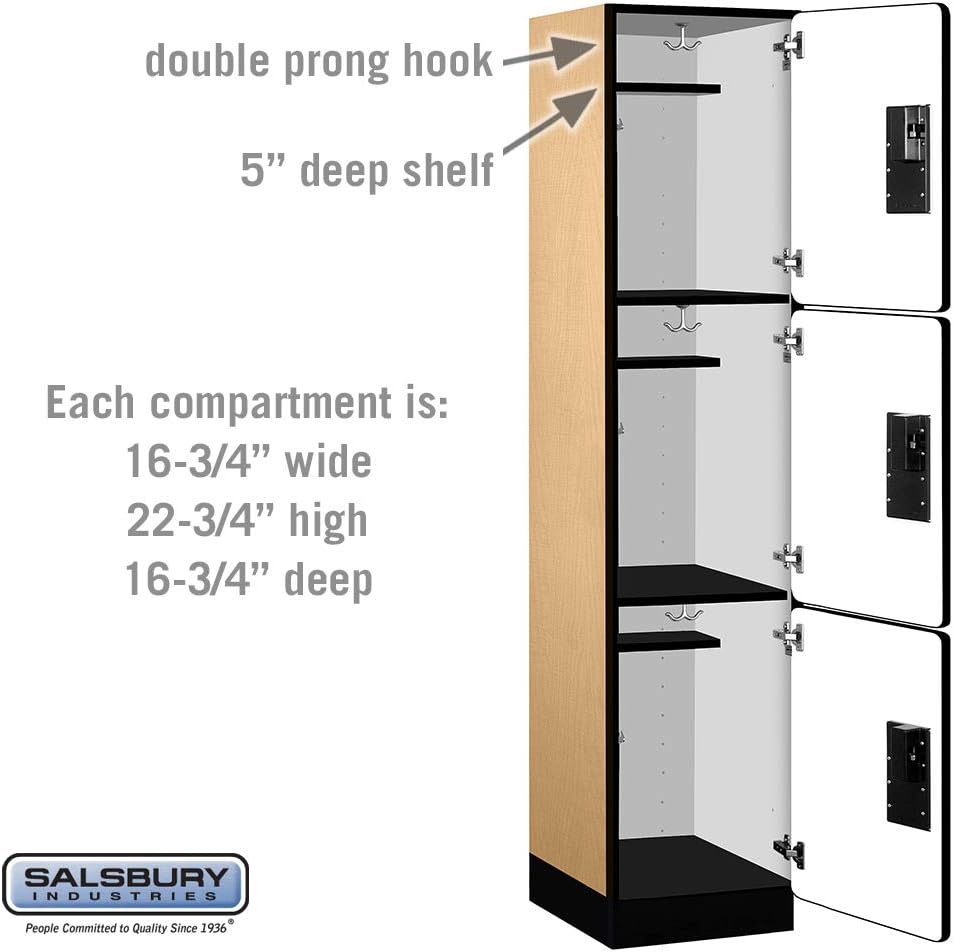 18" Wide Triple Tier Designer Wood Locker - 18 Inch Wide - 6 Feet High - 18 Inches Deep - Maple image