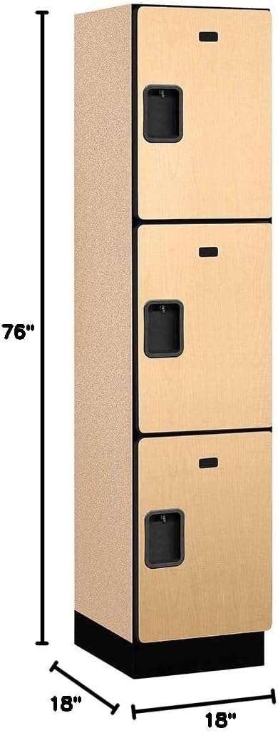 18" Wide Triple Tier Designer Wood Locker - 18 Inch Wide - 6 Feet High - 18 Inches Deep - Maple