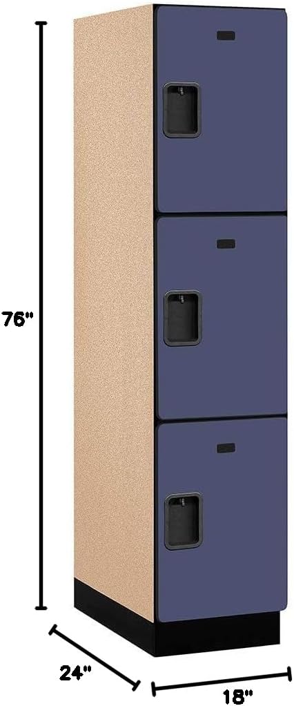 18" Wide Triple Tier Designer Wood Locker - 18 Inch Wide - 6 Feet High - 24 Inches Deep - Blue