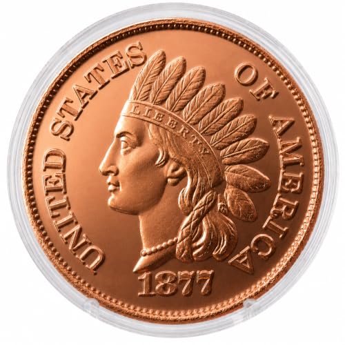 1877 Indian Head Cent Design 1 oz Pure .999 Copper Round Collectible Jumbo 39mm Coin in...