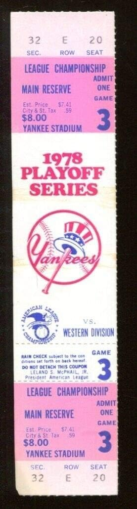1978 ALCS Full Ticket Royals v Yankees Game 3 Brett 3HR Munson HR NMT 54273