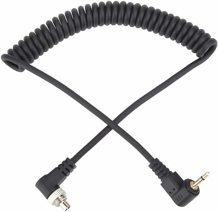 2.5mm to Male Flash PC Sync Cable Cord, Coiled Wire for Various Cameras
