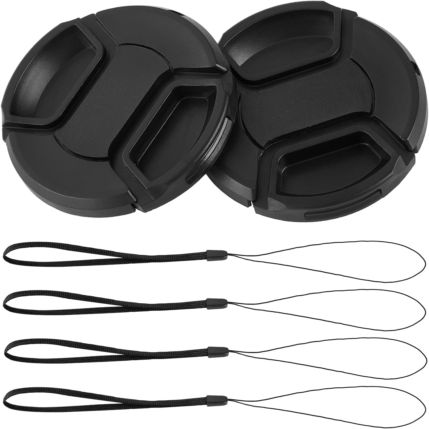 2 Pack 58mm Center Pinch Front Lens Cap Compatible with Canon EOS Rebel T7 T6 T5 T100 4000D...