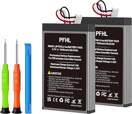 2 Pack 7200mAh LIP1708, PS5 Battery, (2026 New Upgrade) New 0 Cycle High Capacity Battery...