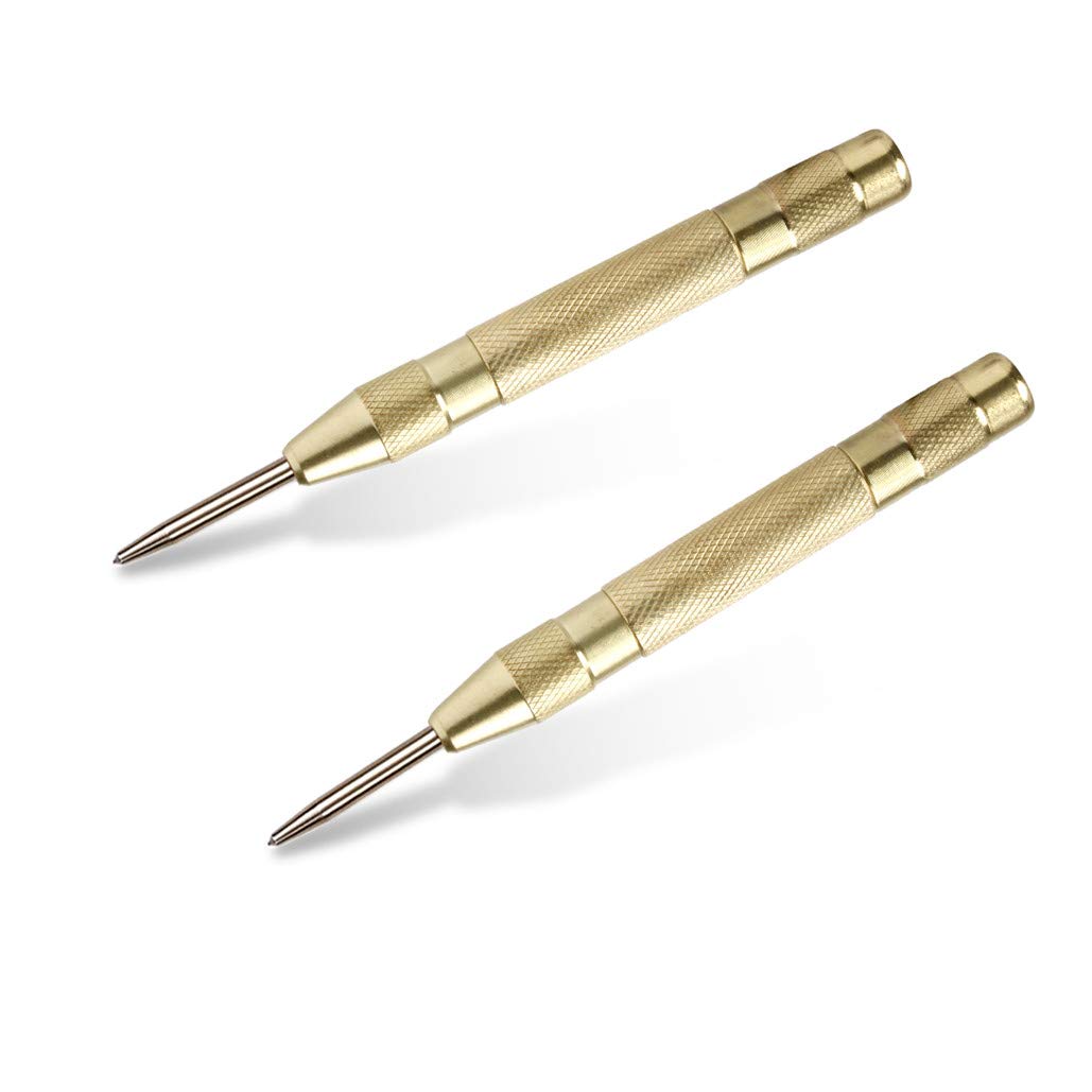 2 Pack Automatic Center Punch, Pamiso 5.1 Inch Spring Loaded Drill Punch Tool,Brass Window...