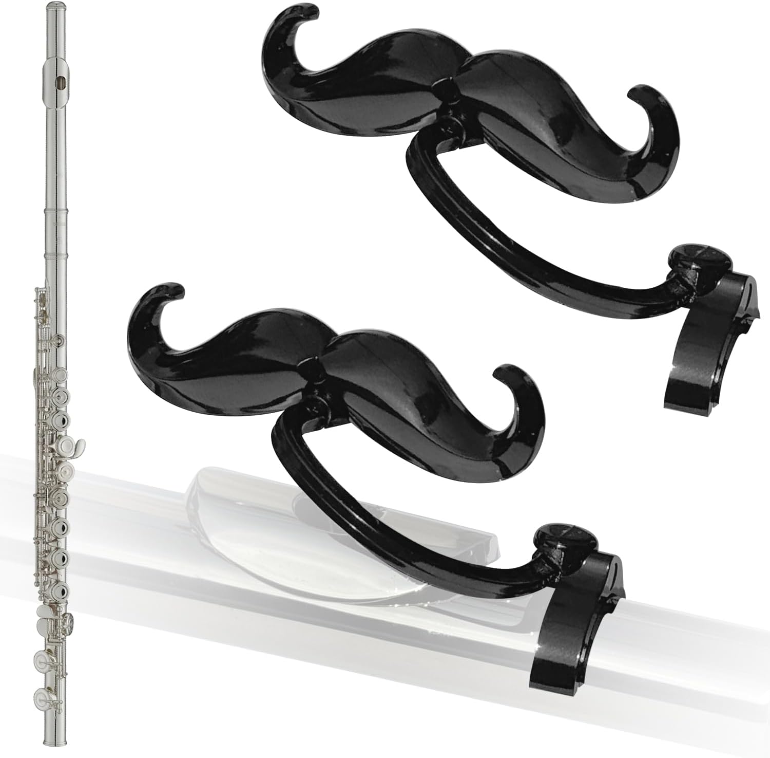[2 Pack] Clip-On Mustache For Flutes - Includes Protective Case - Made To Fit All Flutes...
