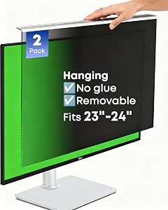 2-Pack Hanging Privacy Screen Protector for 23-24" Monitors, Removable & No Installation...