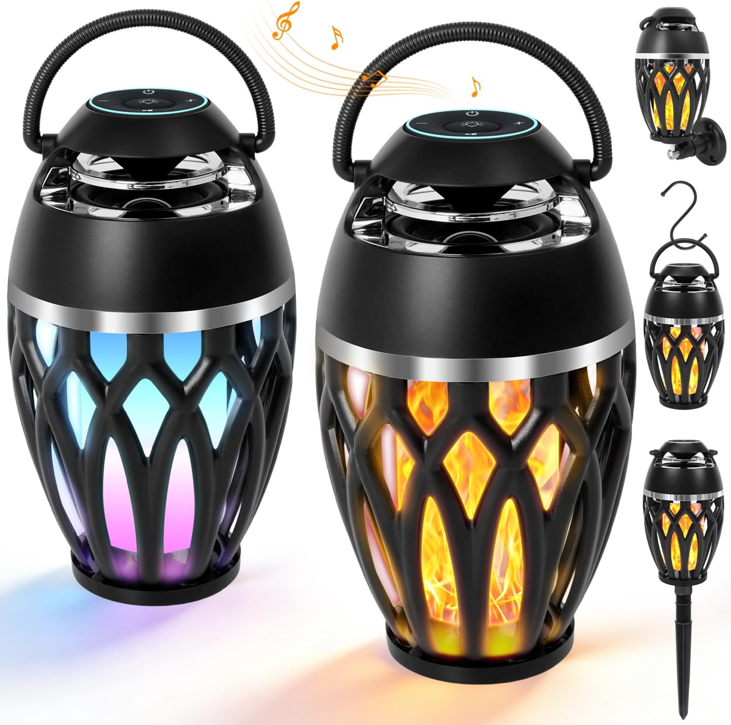 2 Pack Outdoor Speakers with Lights, Mens Gifts for Birthday, IPX6 Waterproof Portable...