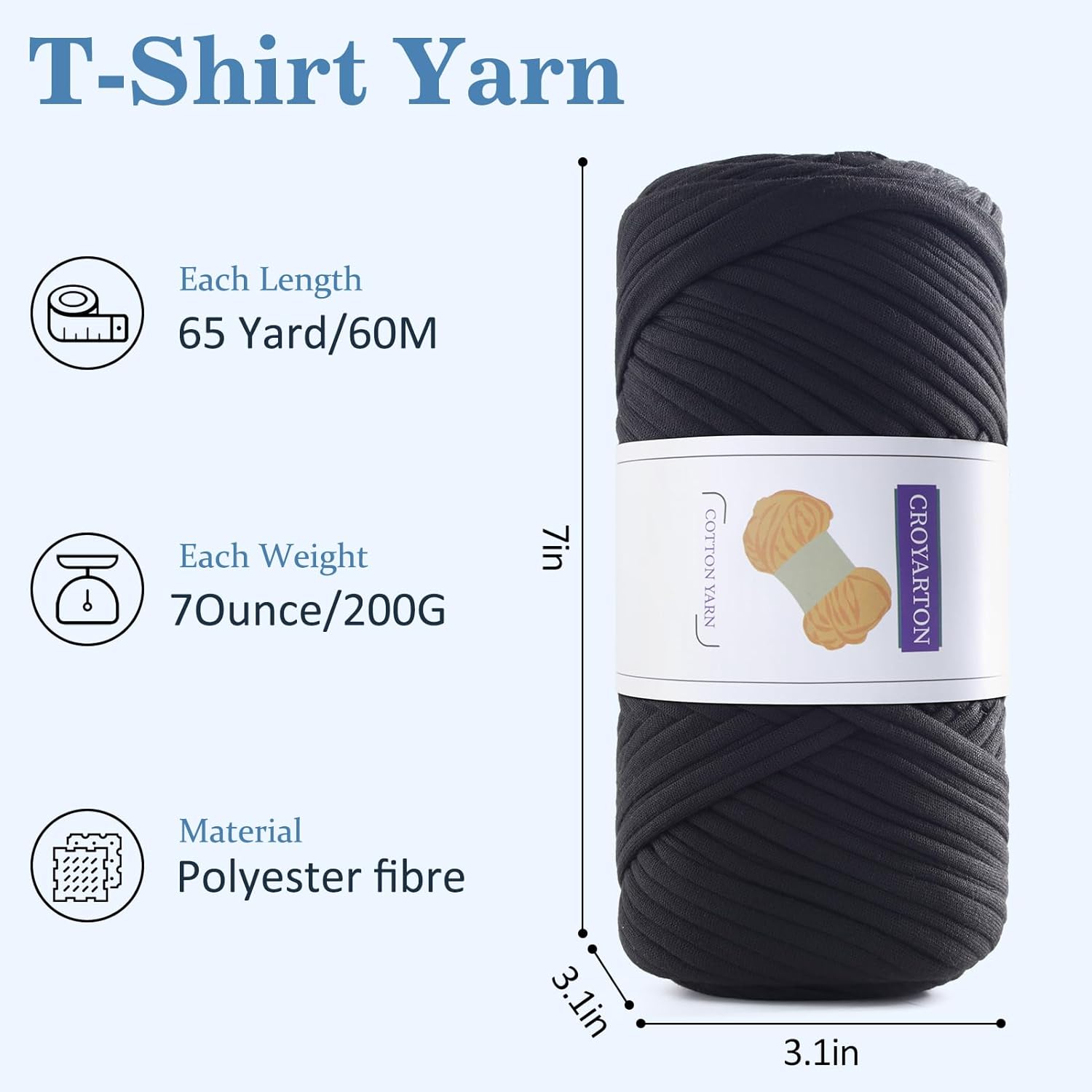 2 Pack T Shirt Yarn for Crocheting with 1 Crochet Hook, Elastic Tshirt Yarn for Crochet... image