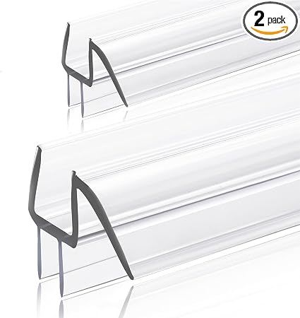 2-Pack Ultra Clear Shower Door Bottom Seal (3/8'' X 39'', Polycarbonate) Frameless Glass... image