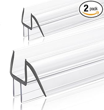 2-Pack Ultra Clear Shower Door Bottom Seal (3/8'' X 39'', Polycarbonate) Frameless Glass... image