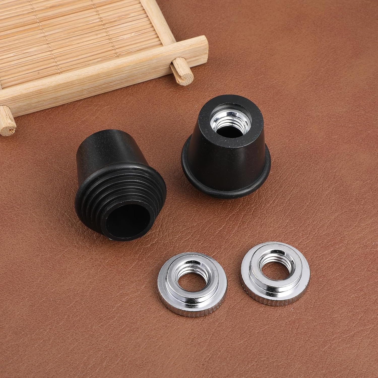 2 Packs Bass Drum Spur Rubber Feet, Floor Tom Drum Leg Tips Rubber Feet with Lock Nut 3/8"... image