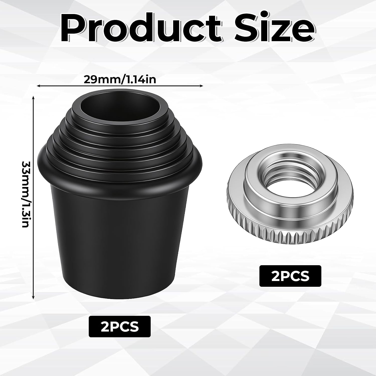 2 Packs Bass Drum Spur Rubber Feet, Floor Tom Drum Leg Tips Rubber Feet with Lock Nut 3/8"... image