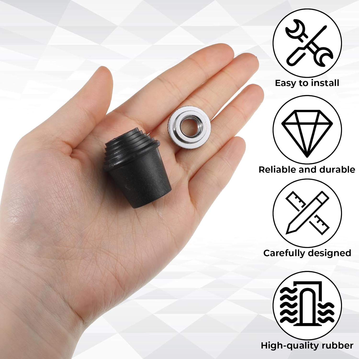 2 Packs Bass Drum Spur Rubber Feet, Floor Tom Drum Leg Tips Rubber Feet with Lock Nut 3/8"... image