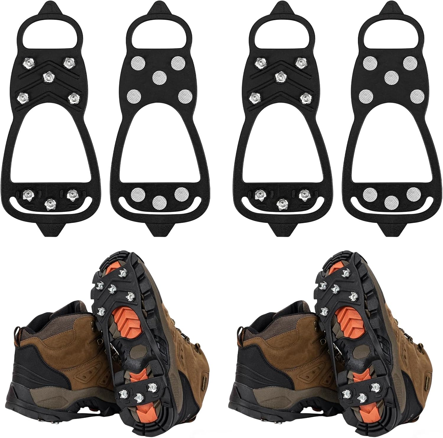 2 Pairs Ice Cleats for Shoes and Boots, 8 Steel Gripper Spikes Non-Slip Traction Cleats...