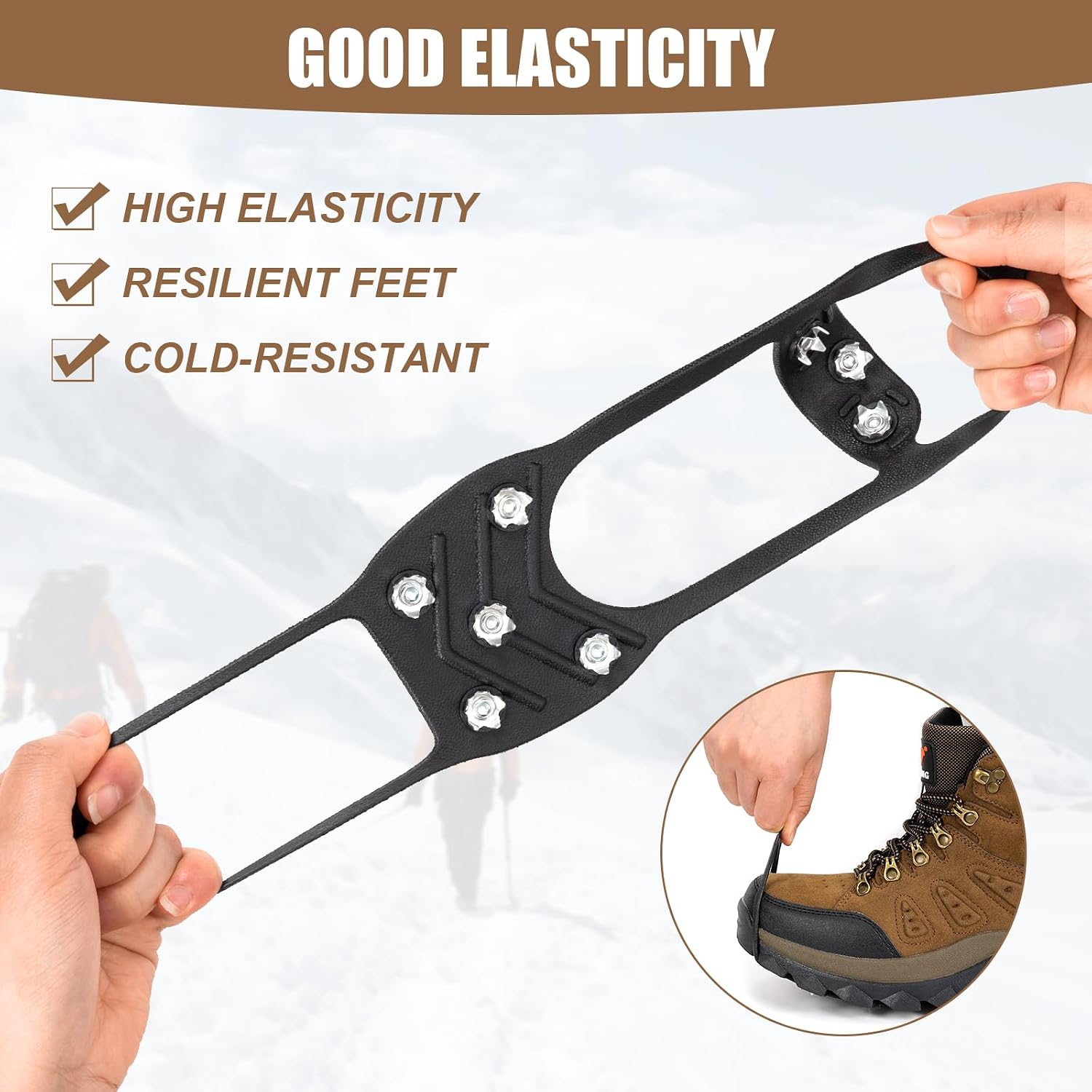 2 Pairs Ice Cleats for Shoes and Boots, 8 Steel Gripper Spikes Non-Slip Traction Cleats... image