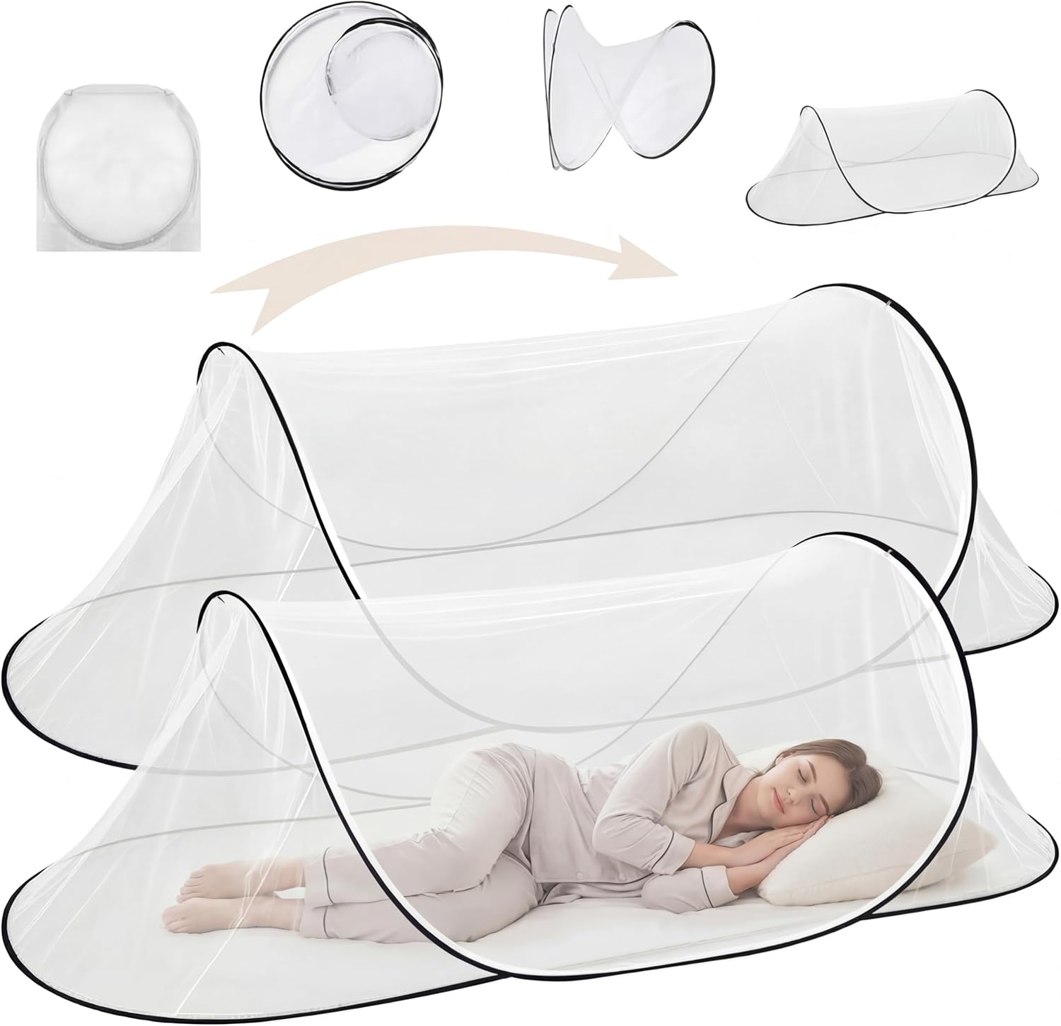2 Pcs Large Pop Up Mosquito Net for Bed 78 * 31 * 22 Inch Portable Foldable Mosquito Netting...