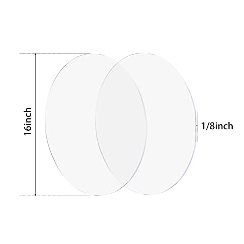 2 Pieces 1/8" Round Plexiglass Sheet, 16 Inch Diameter Clear Acrylic Circle, Round Cake Disk... image