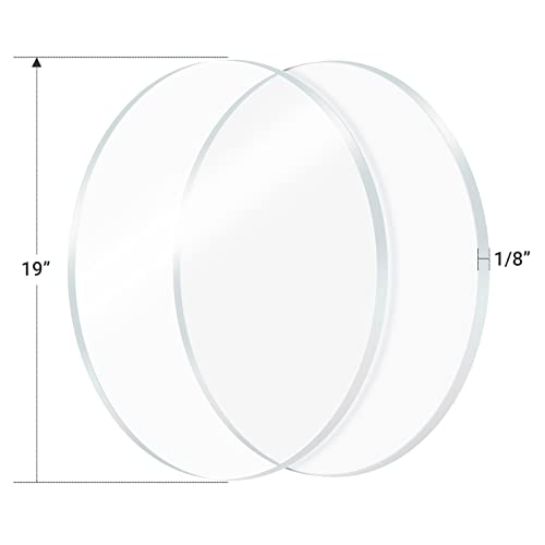 2 Pieces 1/8" Round Plexiglass Sheet, 19 Inch Diameter Clear Acrylic Circle, Round Cake Disk... image
