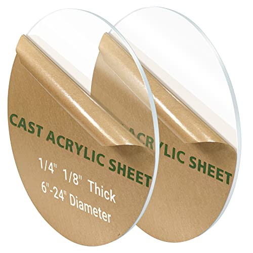 2 Pieces 1/8" Round Plexiglass Sheet, 19 Inch Diameter Clear Acrylic Circle, Round Cake Disk...