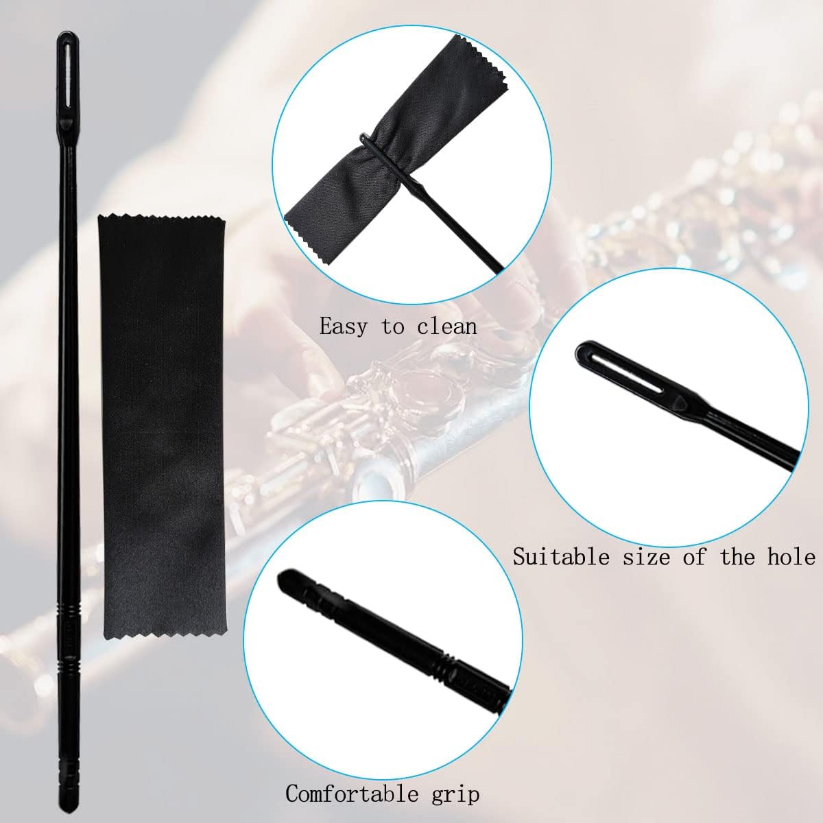 2 Sets Flute Cleaning Rod and Cloth, Flute Cleaning Kit, Flute Cleaning Rod and Flute... image