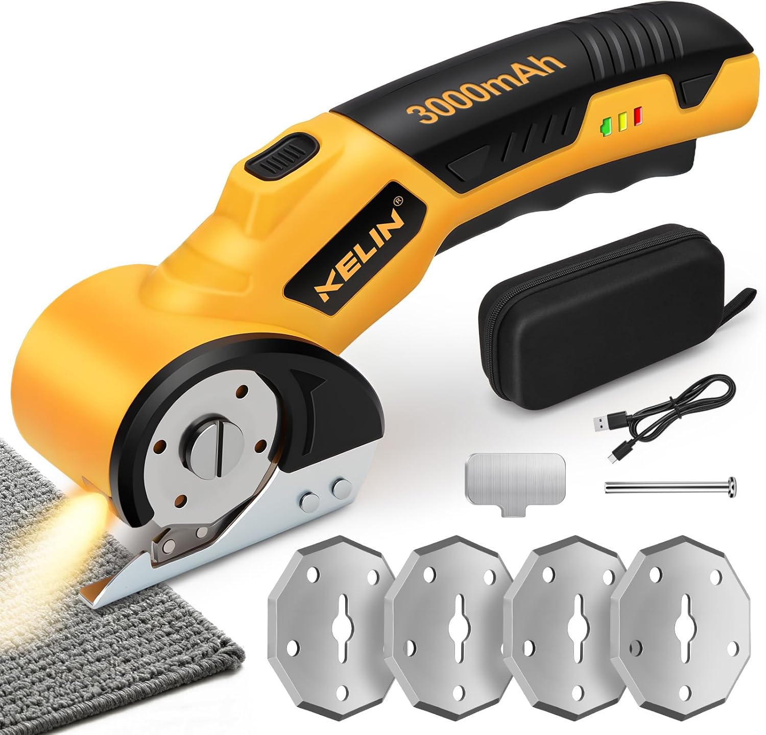 2026 New 3000mAh Electric Cardboard Box Cutter with 4 Blades, Cordless Electric Scissors...
