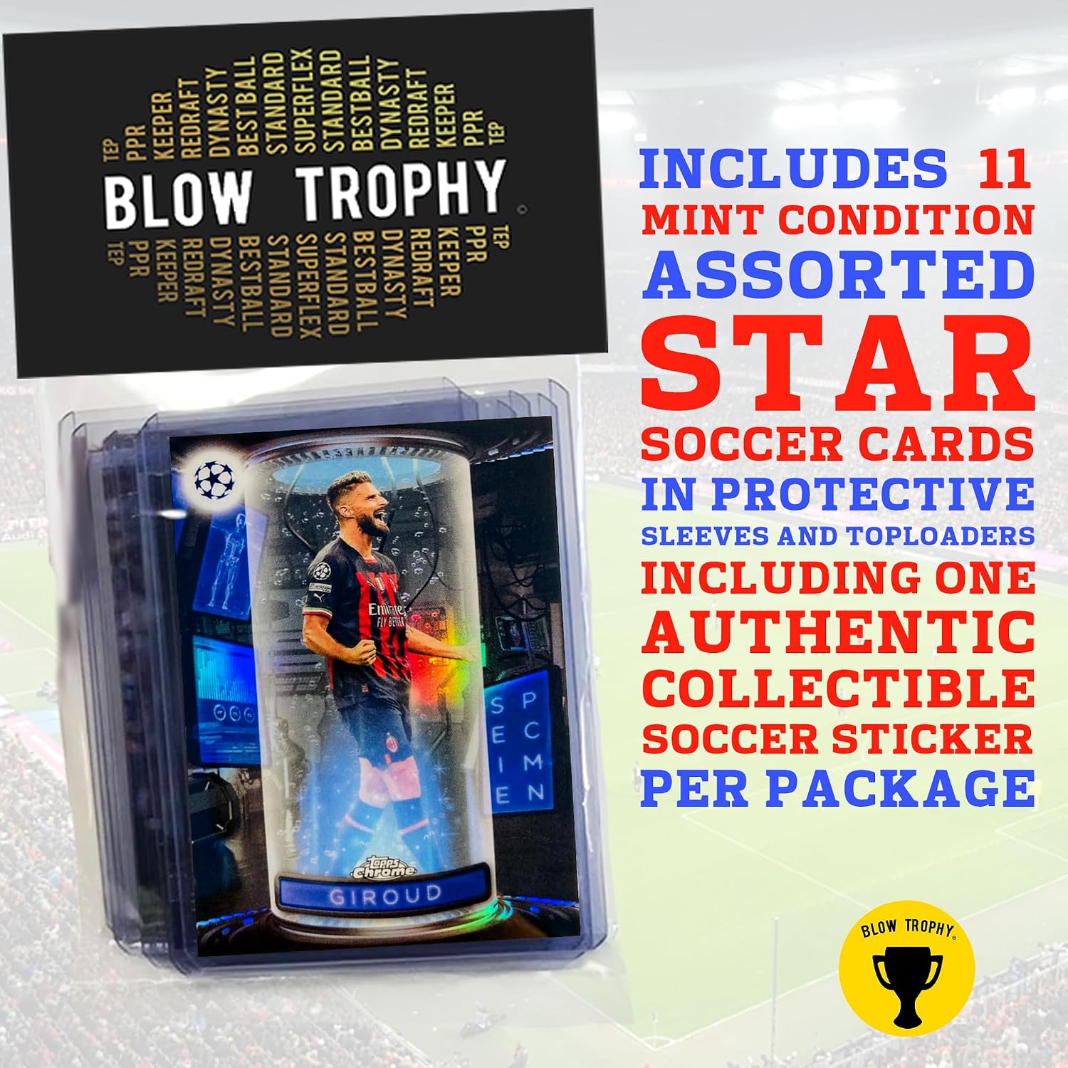 2026 World Cup Superstars Soccer Trading Card Set, 11 Cards + 1 Sticker | 11 Officially... image