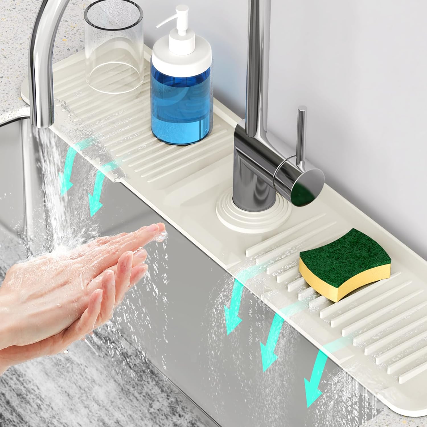 24'' Faucet Mat for Kitchen Sink [5°Slope Fast Self-draining] Faucet Mat Kitchen Sink...