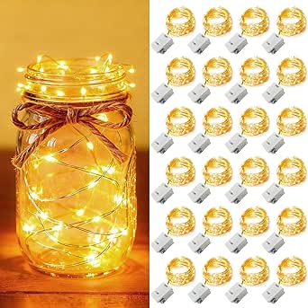 24 Pack Fairy Lights Battery Operated [3 Modes] 7ft 20 LED Mini Twinkle String Lights...