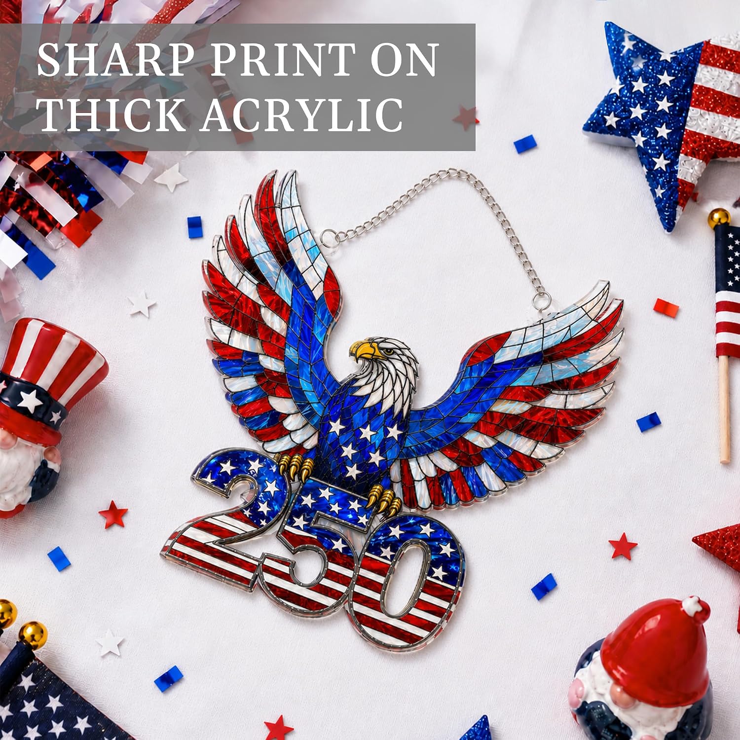 250 Anniversary USA Ornament, 2D Acrylic USA 250th Anniversary Merchandise, Fourth of July... image