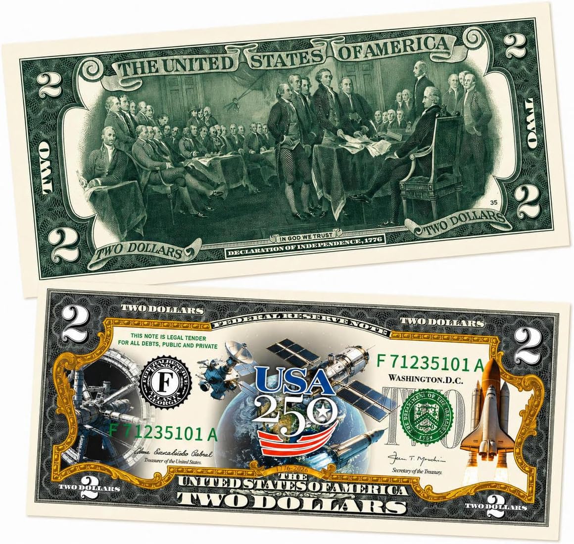 250th Anniversary Collectible 2 Dollar Bill - Independence Day 250 Anniversary $2 Bill...
